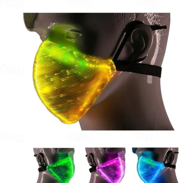 7 Color Lights Face Mask LED Light Up Carnival Rechargeable Glow Luminous Dust Mask for Party Dance Rave