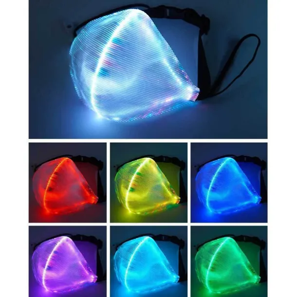 7 Color Lights Face Mask LED Light Up Carnival Rechargeable Glow Luminous Dust Mask for Party Dance Rave