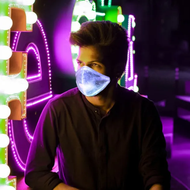 7 Color Lights Face Mask LED Light Up Carnival Rechargeable Glow Luminous Dust Mask for Party Dance Rave