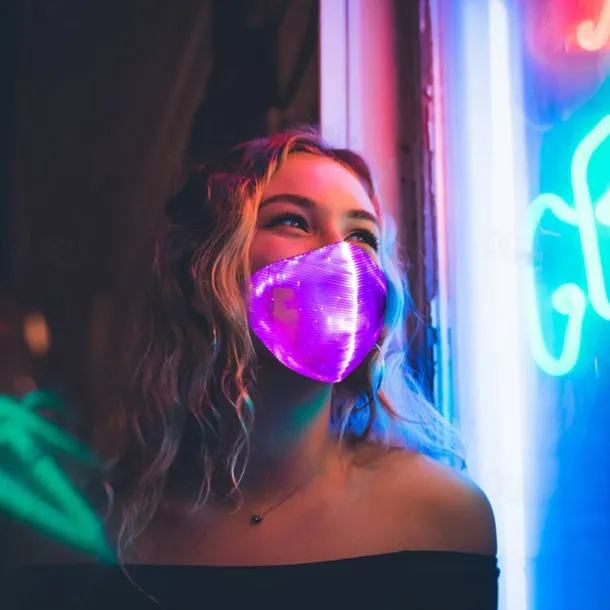 7 Color Lights Face Mask LED Light Up Carnival Rechargeable Glow Luminous Dust Mask for Party Dance Rave