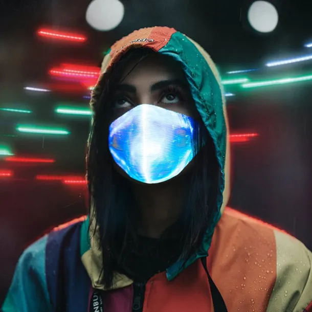 7 Color Lights Face Mask LED Light Up Carnival Rechargeable Glow Luminous Dust Mask for Party Dance Rave