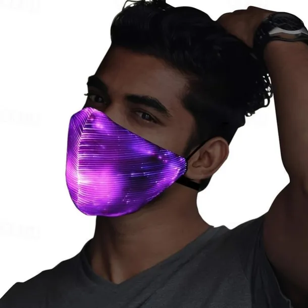 7 Color Lights Face Mask LED Light Up Carnival Rechargeable Glow Luminous Dust Mask for Party Dance Rave