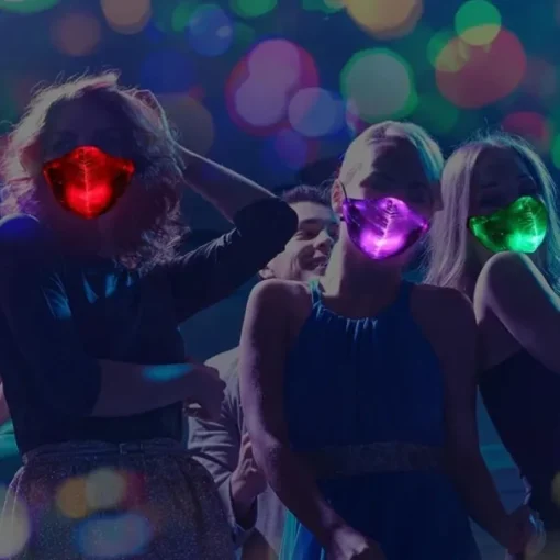 7 Color Lights Face Mask LED Light Up Carnival Rechargeable Glow Luminous Dust Mask for Party Dance Rave