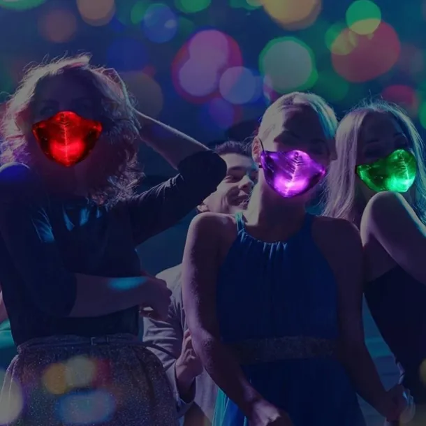 7 Color Lights Face Mask LED Light Up Carnival Rechargeable Glow Luminous Dust Mask for Party Dance Rave