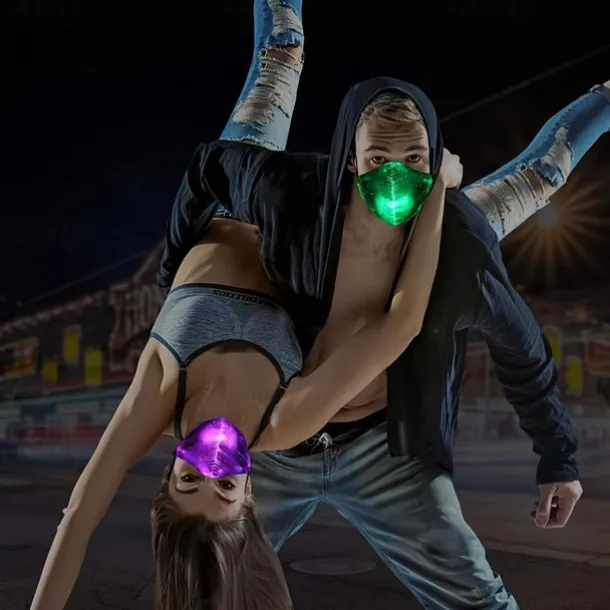 7 Color Lights Face Mask LED Light Up Carnival Rechargeable Glow Luminous Dust Mask for Party Dance Rave