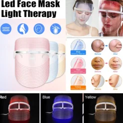 3 Colors Led Facial Mask Led Korean Photon Therapy Face Mask Machine Light Therapy Acne Mask Neck Beauty Led Mask