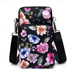 18 Colors Multi-function Mini Mobile Phone Bag 3 Layers Zipper Pockets Coin Purse Key Case Crossbody Sports Bag