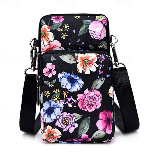 18 Colors Multi-function Mini Mobile Phone Bag 3 Layers Zipper Pockets Coin Purse Key Case Crossbody Sports Bag
