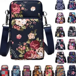 18 Colors Multi-function Mini Mobile Phone Bag 3 Layers Zipper Pockets Coin Purse Key Case Crossbody Sports Bag