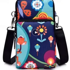 18 Colors Multi-function Mini Mobile Phone Bag 3 Layers Zipper Pockets Coin Purse Key Case Crossbody Sports Bag