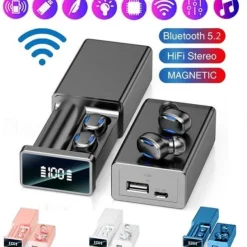 4 Colors Stereo TWS Wireless Bluetooth 5.2 Headset Waterproof Sport Earphones Mini In Ear Earbuds CVC8.0 Noise Cancelling Headphones with Mic LED Display Charging Box for Smartphones