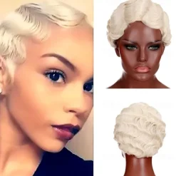 7 Colors Women Black Blonde Golden Brown Pink Blue Wine Red Short Finger Wave Curly Wigs Nuna Wigs Janet Collection Halloween Wigs