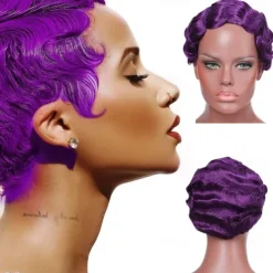 7 Colors Women Black Blonde Golden Brown Pink Blue Wine Red Short Finger Wave Curly Wigs Nuna Wigs Janet Collection Halloween Wigs
