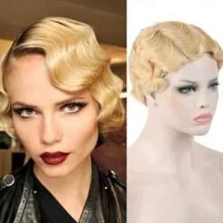 7 Colors Women Black Blonde Golden Brown Pink Blue Wine Red Short Finger Wave Curly Wigs Nuna Wigs Janet Collection Halloween Wigs