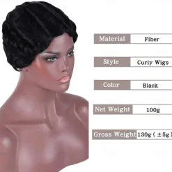 7 Colors Women Black Blonde Golden Brown Pink Blue Wine Red Short Finger Wave Curly Wigs Nuna Wigs Janet Collection Halloween Wigs