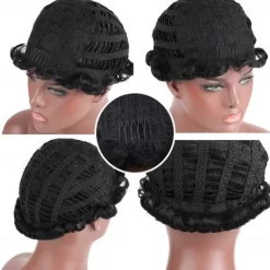 7 Colors Women Black Blonde Golden Brown Pink Blue Wine Red Short Finger Wave Curly Wigs Nuna Wigs Janet Collection Halloween Wigs