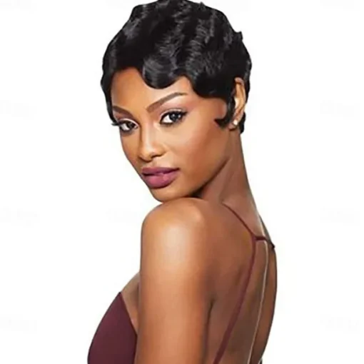 7 Colors Women Black Blonde Golden Brown Pink Blue Wine Red Short Finger Wave Curly Wigs Nuna Wigs Janet Collection Halloween Wigs