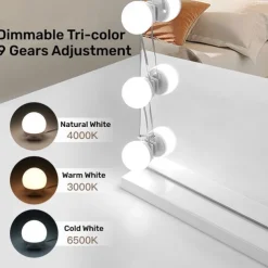 3 Colours LED Make Up Mirror Light Bulbs USB Vanity Makeup Mirror Lights Bathroom Dressing Table Lighting Dimmable LED Wall Lamp