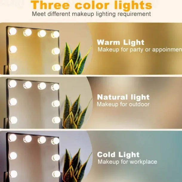 3 Colours LED Make Up Mirror Light Bulbs USB Vanity Makeup Mirror Lights Bathroom Dressing Table Lighting Dimmable LED Wall Lamp