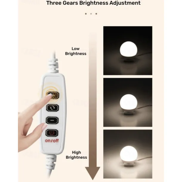 3 Colours LED Make Up Mirror Light Bulbs USB Vanity Makeup Mirror Lights Bathroom Dressing Table Lighting Dimmable LED Wall Lamp