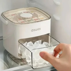 48 Compartment Easy Lid Ice Cube Dispenser - Large Capacity Double Tier Design Food Grade Plastic Freezer Storage Tray for Whiskey & Cocktails Essential Kitchen Gadgets