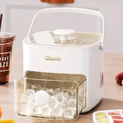 48 Compartment Easy Lid Ice Cube Dispenser - Large Capacity Double Tier Design Food Grade Plastic Freezer Storage Tray for Whiskey & Cocktails Essential Kitchen Gadgets