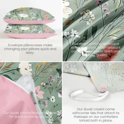 100% Cotton Duvet Cover Set Floral Pattern Comforter Set Soft 3-Piece Luxury Bedding Set Home Decor Gift King Queen Full Sizehree Piece Set Inspired by William Morris