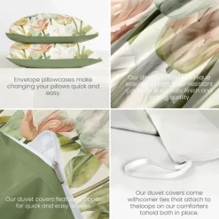 100% Cotton Floral Series Duvet Cover 3-Piece Set for Summer Soft Skin Friendly Long Lasting