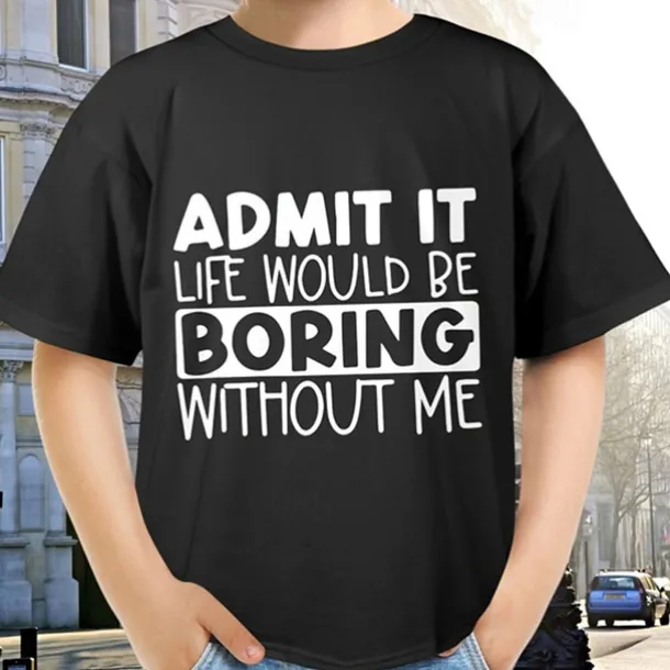 100% Cotton Kids Boys Black Letters T shirt Tops Crew Neck Short Sleeve Casual Daily Wear Vacation Fashion Sport Print Summer