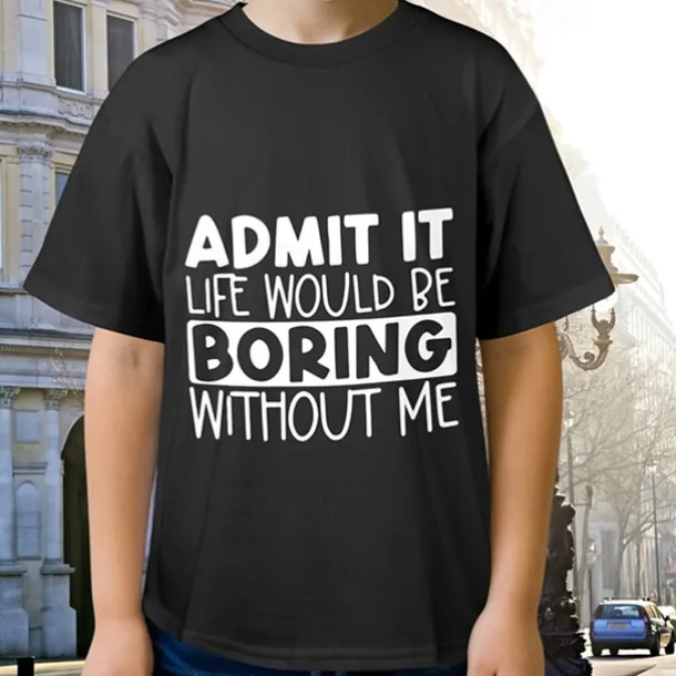 100% Cotton Kids Boys Black Letters T shirt Tops Crew Neck Short Sleeve Casual Daily Wear Vacation Fashion Sport Print Summer