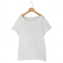 100% Cotton Men's Casual T Shirt Plain Crew Neck Summer Tee Street Holiday Short Sleeve Raw Edges Fashion Casual Comfortable Top Tee