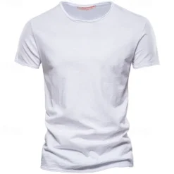 100% Cotton Men's T-shirt Fashion Cut Design Soild Tops Tees Short Sleeve Summer T Shirt For Men
