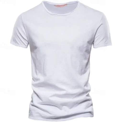 100% Cotton Men's T-shirt Fashion Cut Design Soild Tops Tees Short Sleeve Summer T Shirt For Men
