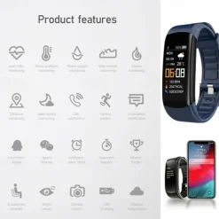 696 C5S Smart Watch 0.96 inch Smart Band Fitness Bracelet Bluetooth Call Reminder Heart Rate Monitor Sedentary Reminder Compatible with Android iOS Women Men Message Reminder IP 67 31mm Watch Case
