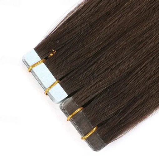 2# Dark Brown Remy Human Hair Tape In Extensions Seamless Straight Hair 18Inch 50G 20Pcs