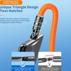 180 Degree Rotating Data Cable 100W Super Fast Charge for Apple Android Huawei Thick Passenger Charging Cable
