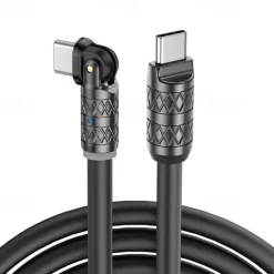180 Degree Rotating Data Cable 100W Super Fast Charge for Apple Android Huawei Thick Passenger Charging Cable