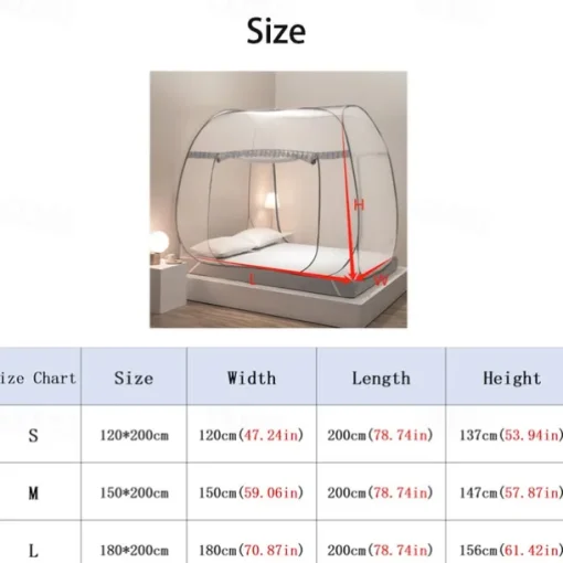 79" Double Door Mosquito Net Plus Size Mosquito Tent Increase Density Gauze Mosquito Net for Bed Mosquito Netting Free Installation