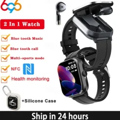 696 D8PRO Smart Watch 2.01 inch Smart Band Fitness Bracelet Bluetooth Pedometer Call Reminder Sleep Tracker Compatible with Android iOS Men Hands-Free Calls Message Reminder Watches with Earbuds IP 67