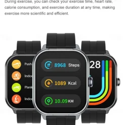696 D8PRO Smart Watch 2.01 inch Smart Band Fitness Bracelet Bluetooth Pedometer Call Reminder Sleep Tracker Compatible with Android iOS Men Hands-Free Calls Message Reminder Watches with Earbuds IP 67