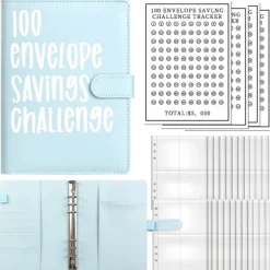 100 Envelopes Money Saving Challenge , Budget Planner Savings Challenge , 2023 New Budget Book Binder With Cash Envelopes ,Savings Challenges Notebook Binders To Save $5,050