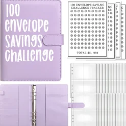 100 Envelopes Money Saving Challenge , Budget Planner Savings Challenge , 2023 New Budget Book Binder With Cash Envelopes ,Savings Challenges Notebook Binders To Save $5,050