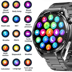 696 F200 Smart Watch 1.55 inch Smart Band Fitness Bracelet Bluetooth Pedometer Call Reminder Sleep Tracker Compatible with Samsung Men Hands-Free Calls Message Reminder IP 67 46mm Watch Case