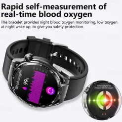 696 F200 Smart Watch 1.55 inch Smart Band Fitness Bracelet Bluetooth Pedometer Call Reminder Sleep Tracker Compatible with Samsung Men Hands-Free Calls Message Reminder IP 67 46mm Watch Case