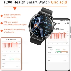 696 F200 Smart Watch 1.55 inch Smart Band Fitness Bracelet Bluetooth Pedometer Call Reminder Sleep Tracker Compatible with Samsung Men Hands-Free Calls Message Reminder IP 67 46mm Watch Case