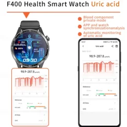 696 F400 Smart Watch 1.55 inch Smart Band Fitness Bracelet Bluetooth ECG+PPG Pedometer Call Reminder Compatible with Android iOS Men Hands-Free Calls Message Reminder IP 67 46mm Watch Case