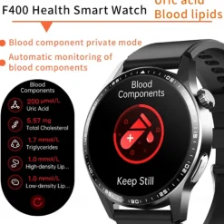 696 F400 Smart Watch 1.55 inch Smart Band Fitness Bracelet Bluetooth ECG+PPG Pedometer Call Reminder Compatible with Android iOS Men Hands-Free Calls Message Reminder IP 67 46mm Watch Case