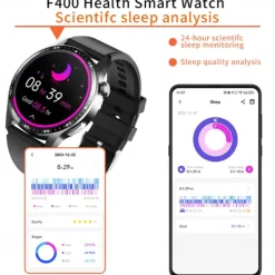 696 F400 Smart Watch 1.55 inch Smart Band Fitness Bracelet Bluetooth ECG+PPG Pedometer Call Reminder Compatible with Android iOS Men Hands-Free Calls Message Reminder IP 67 46mm Watch Case