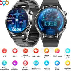 696 F400 Smart Watch 1.55 inch Smart Band Fitness Bracelet Bluetooth ECG+PPG Pedometer Call Reminder Compatible with Android iOS Men Hands-Free Calls Message Reminder IP 67 46mm Watch Case