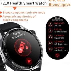696 F210 Smart Watch 1.55 inch Smart Band Fitness Bracelet Bluetooth ECG+PPG Pedometer Call Reminder Compatible with Android iOS Men Hands-Free Calls Message Reminder IPX-0 48mm Watch Case